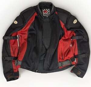Vintage First Racing Y2K Motorcycle Jacket Size L Red & Black
